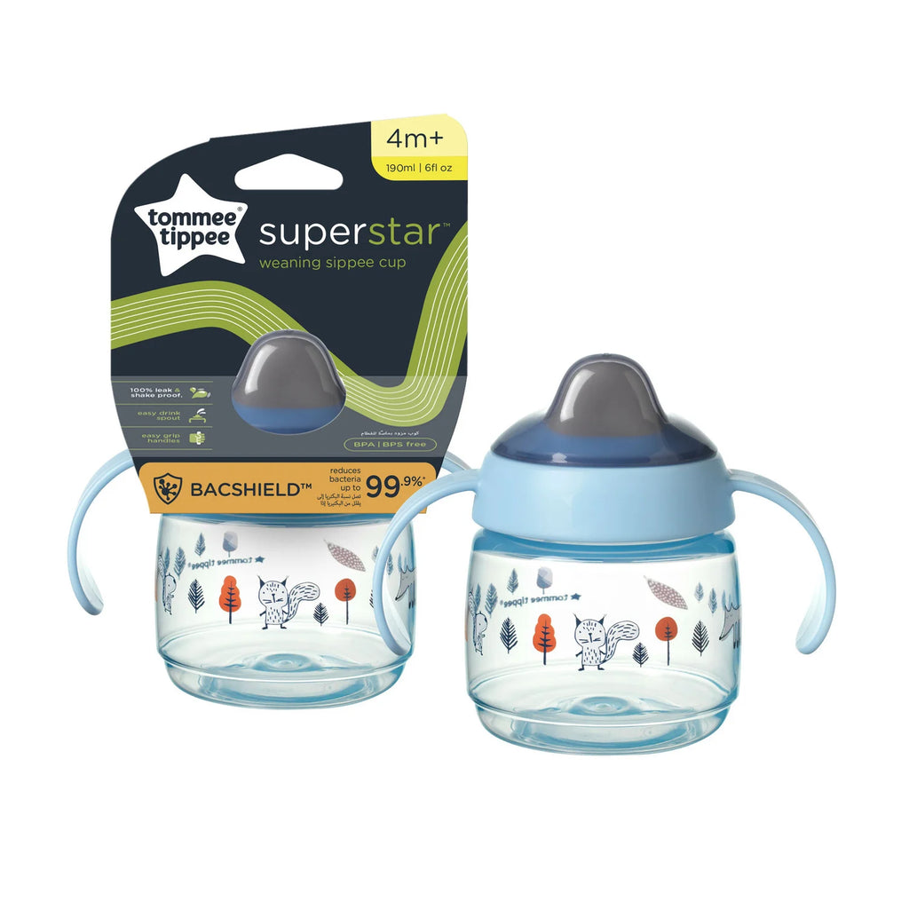Tommee Tippee - Superstar Sippee Weaning Cup, Babies Sippy Bottle, 190 ml A - Blue