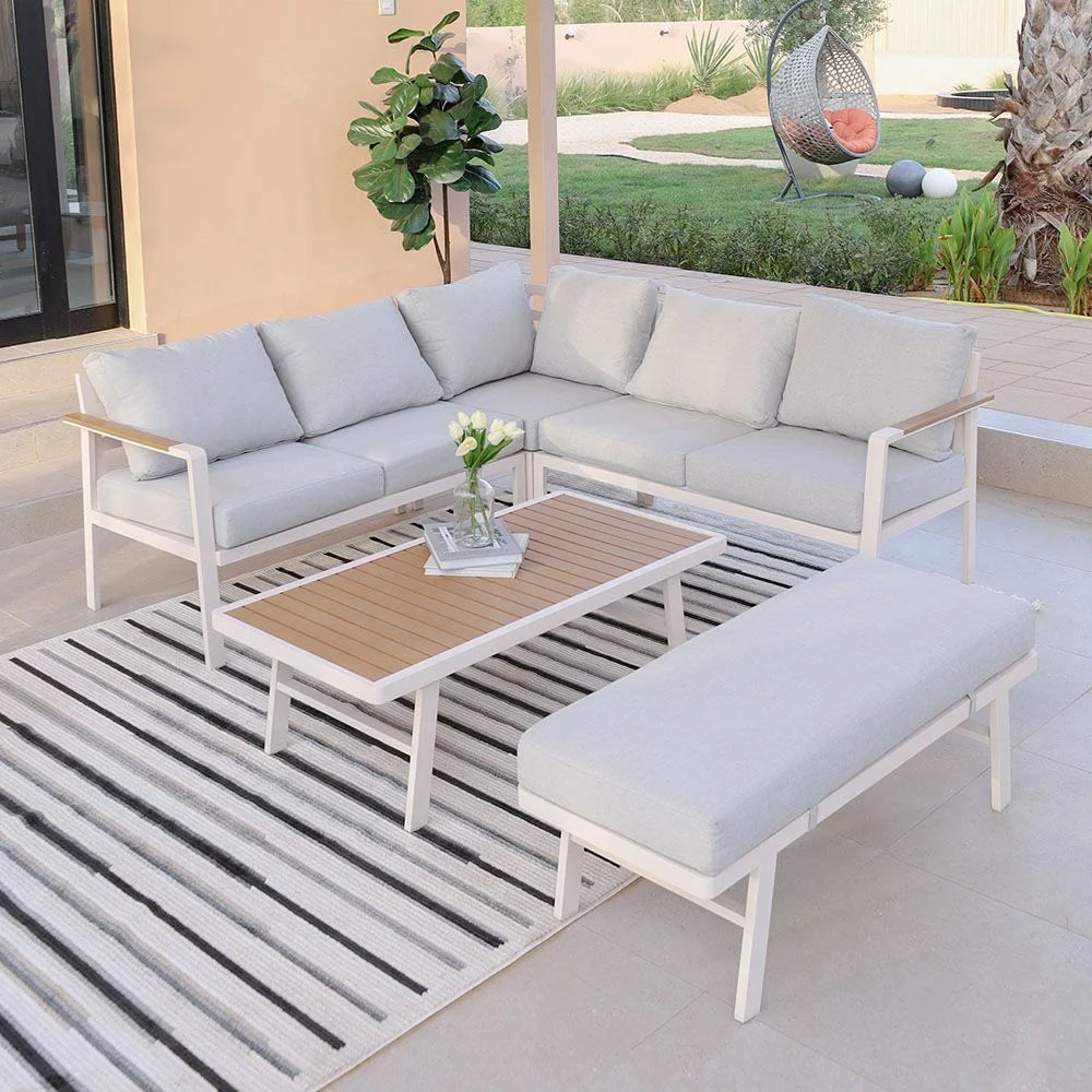 Aston 9-Seater Outdoor Corner Sofa Set - White