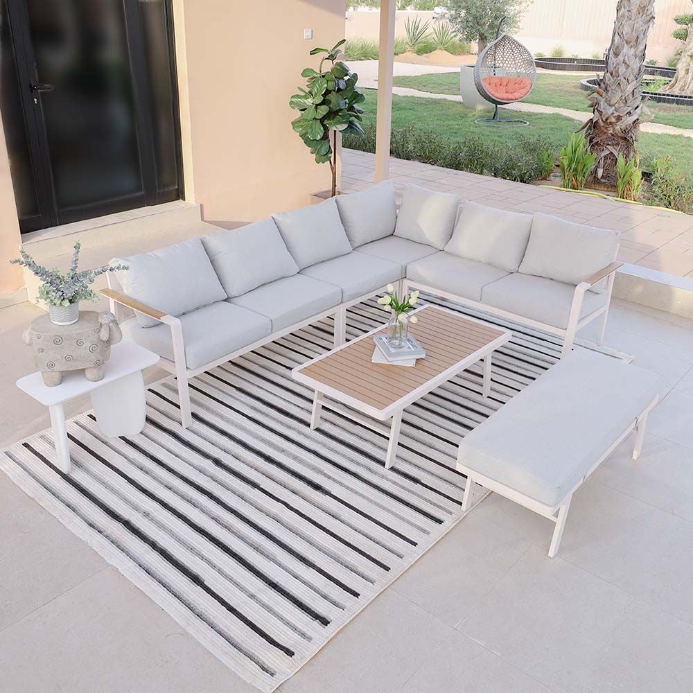 Aston 9-Seater Outdoor Corner Sofa Set - White