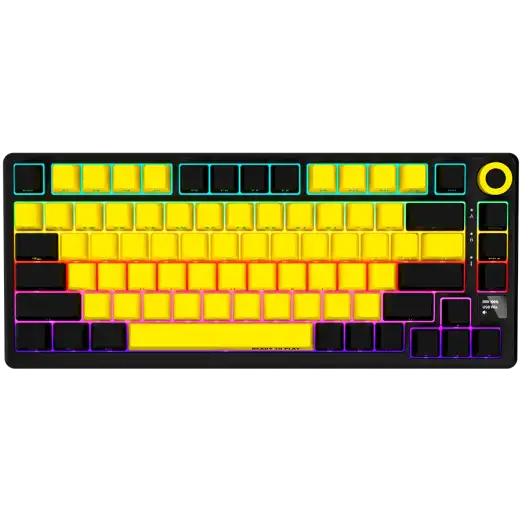 LORGAR KBP7075W, Wireless 75% Mechanical Gaming Keyboard Pro - Black/Yellow