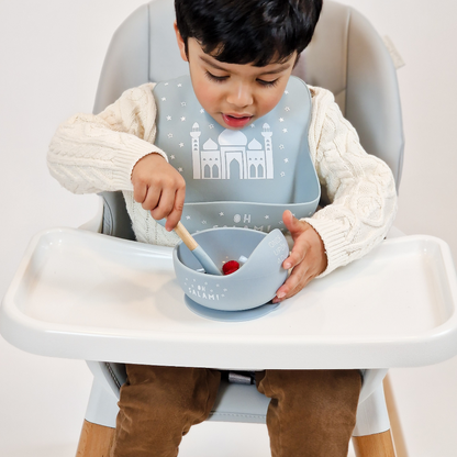 Once Upon a Dua - Lux Silicone Baby Bib - Dusty Blue
