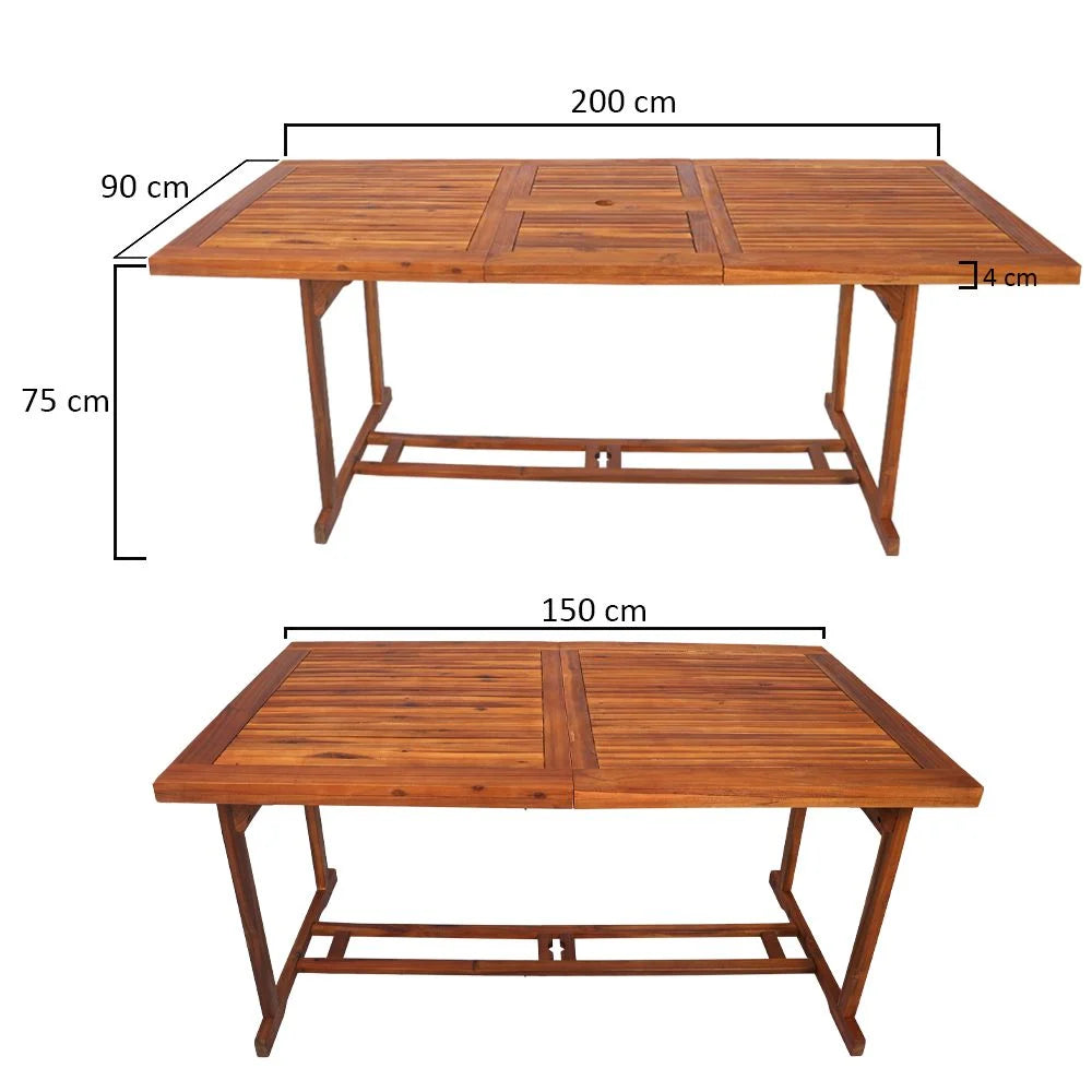 Adlustable Solid Acacia 9Pcs Wood Dining Set