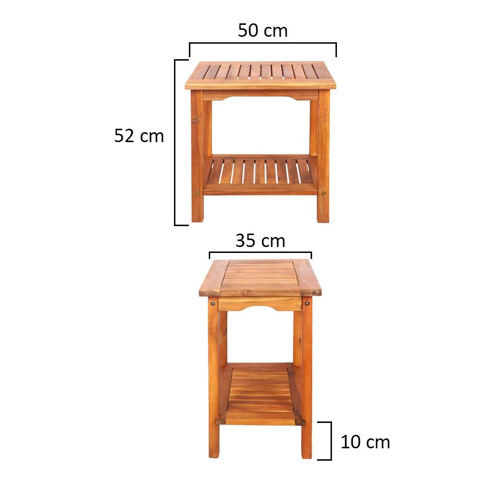 Solid Acacia Wood Table Bamboo Stool