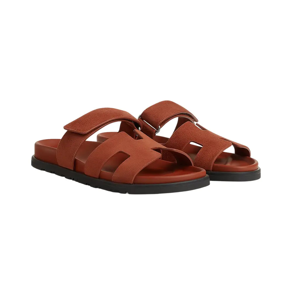Hermes Chypre Sandals "Marron Muscovado" - 37 EU