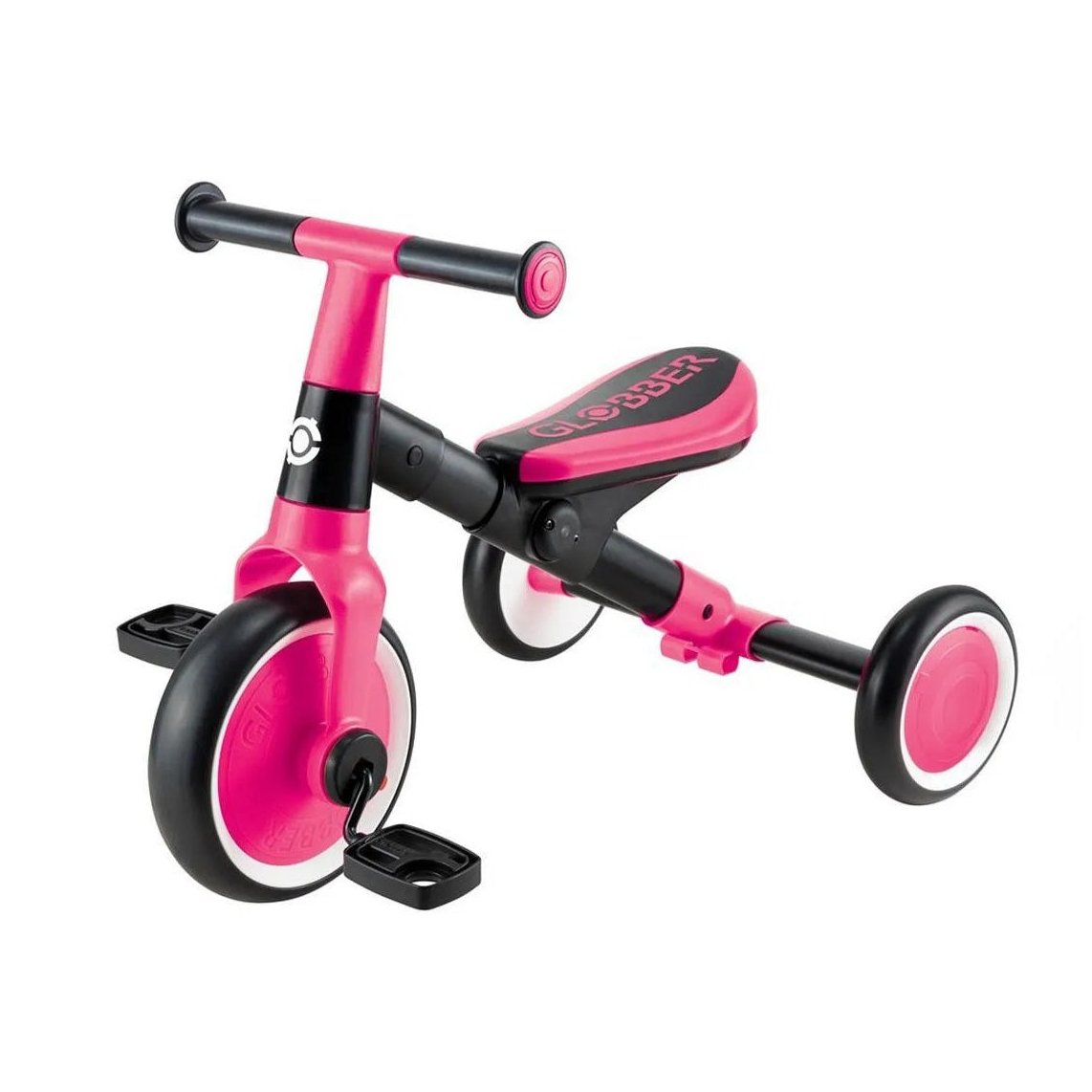 Globber - 2 In 1 Learning Trike, Robust Frame, Adjustable Saddle, EVA Foam Wheels, 12 Months+, 58 x 35.5 x 42.5 cm - Fushia Pink