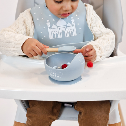 Once Upon a Dua - Lux Silicone Bowl & Spoon Set - Dusty Blue