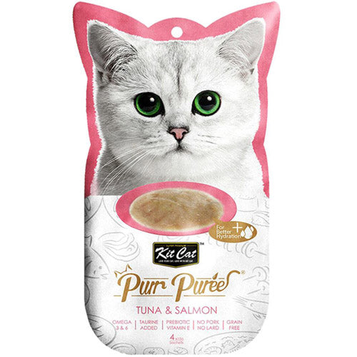 Kit Cat Purr Puree Tuna & Salmon Wet Cat Treat Tubes 4x15gm