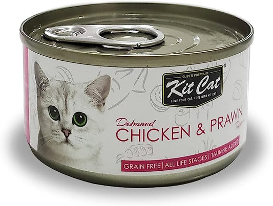 Kit Cat Deboned Chicken & Prawn Toppers Canned Cat Food 80gm