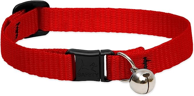 LupinePet Breakaway Cat Collar with Bell Red 1/2" / 8-12"