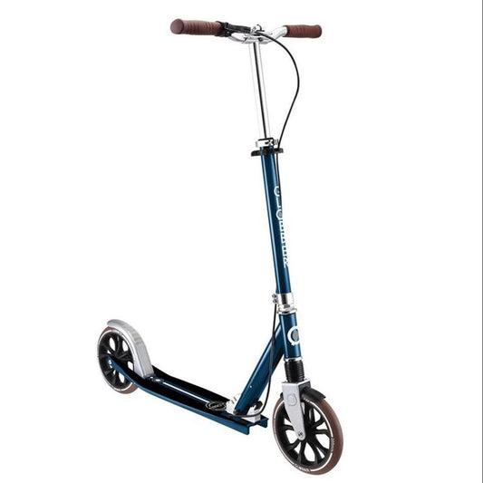 Globber - NL 205 Deluxe Scooter, 8+ Years, Handbrake, Vintage Blue, Adjustable T-bar, Ergonomic, Foldable, High-Rebound Wheels