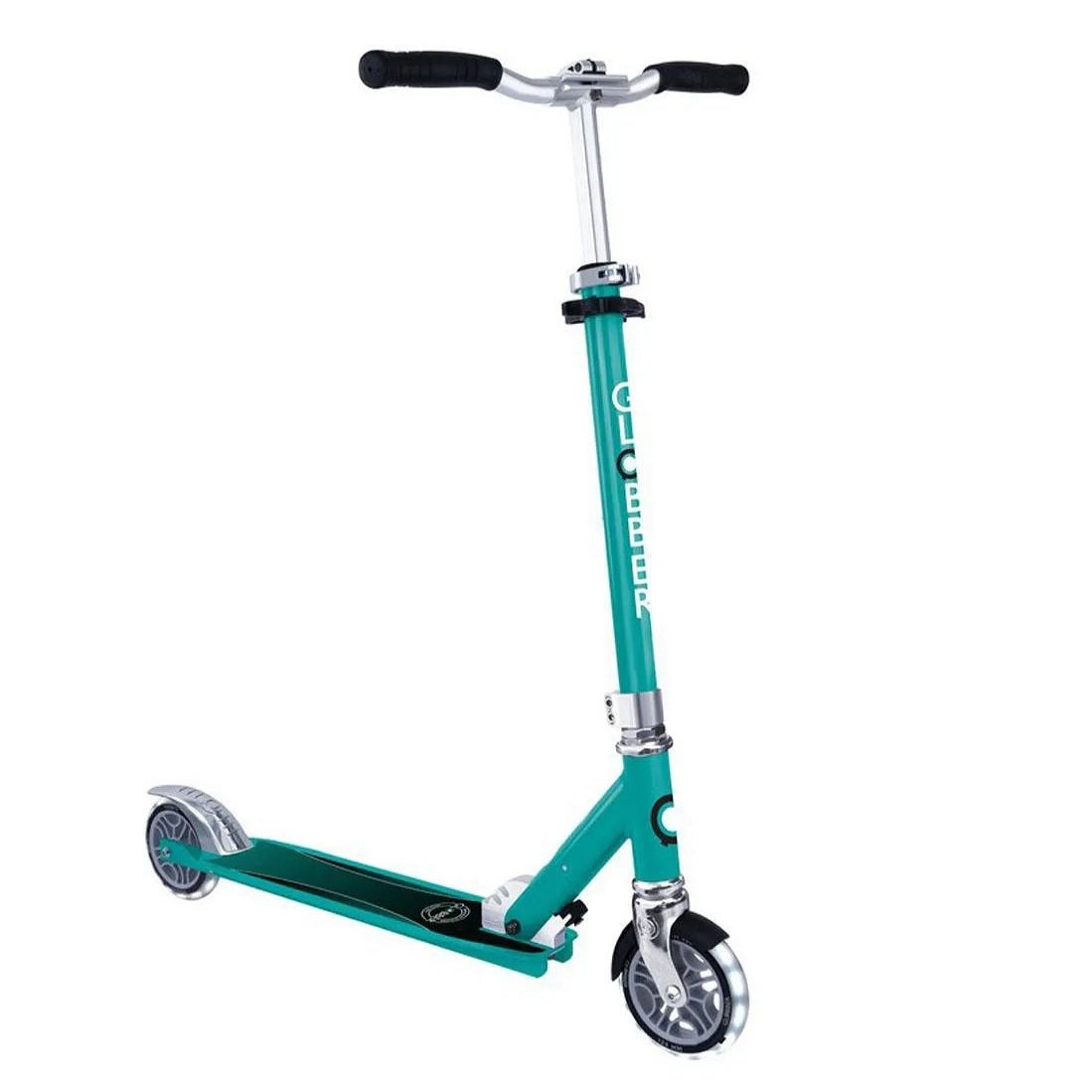 Globber - Flow Element Lights Scooter - Foldable, Adjustable Handlebar, LED Wheels, Aluminium Deck, Jade for Kids 5+