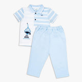 MOON 100% Cotton Polo T-Shirt and Long Pant 9-12M Blue - Little Submarine