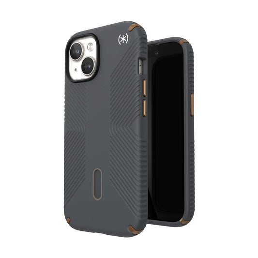 Speck Presidio2 Grip Magsafe iPhone 15 Case - Charcoal Grey/Cool Bronze