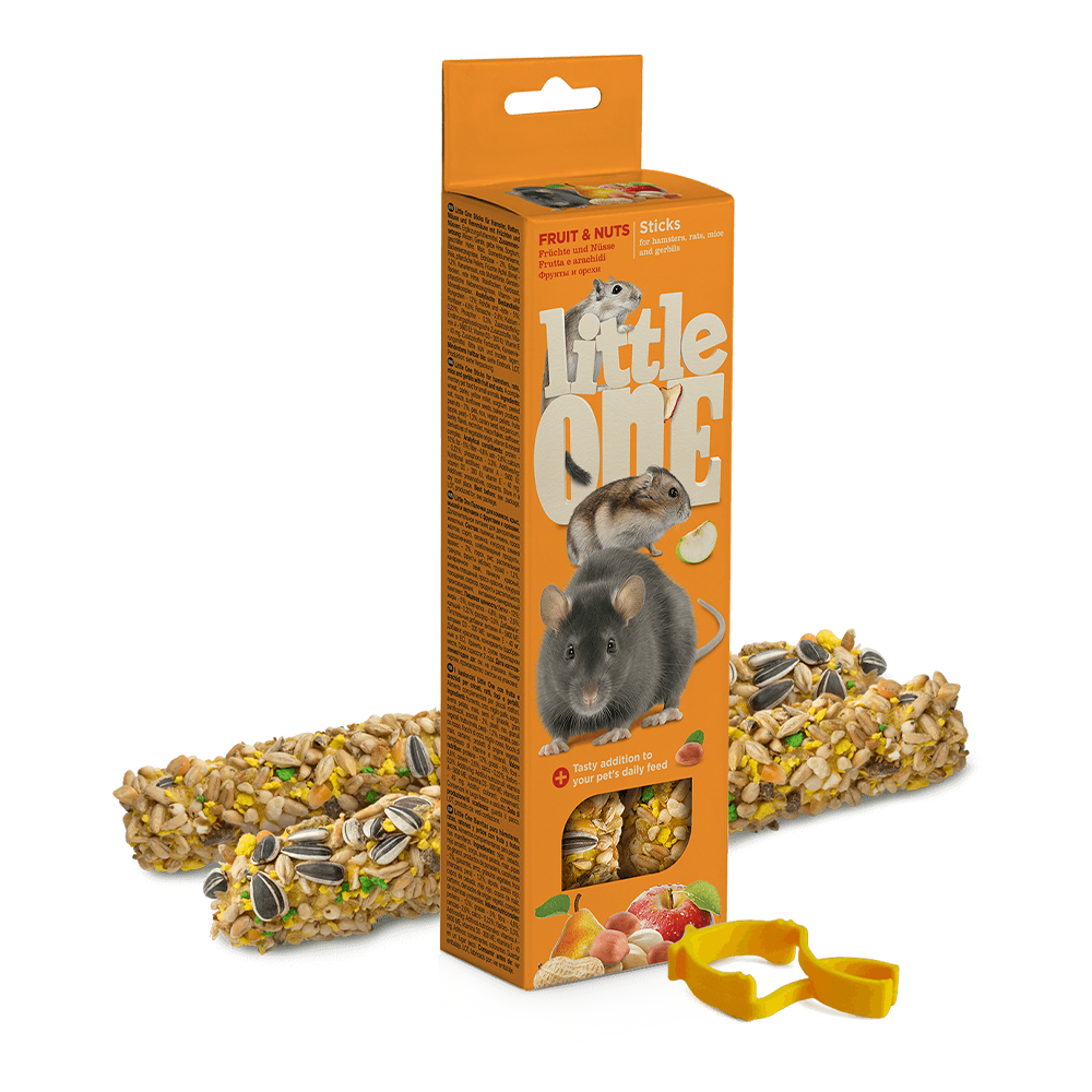 Little One Sticks for Hamsters Rats Mice and Gerbils with Fruit and Nuts 2x60gm