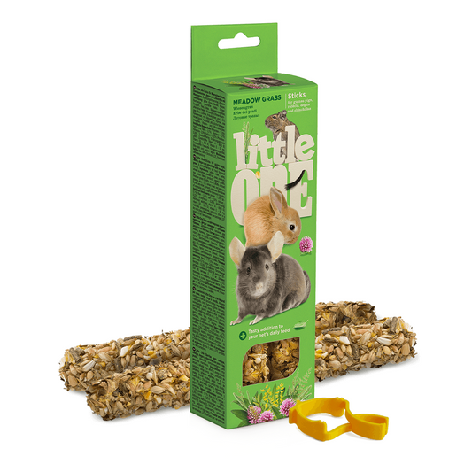 Little One Sticks for Guinea Pigs Rabbits Degus and Chinchillas with Meadow Grass 2x55gm