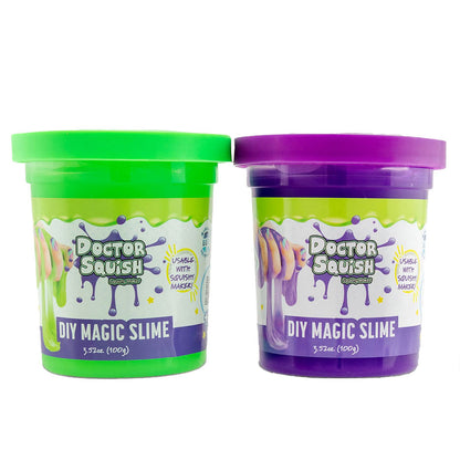 DOCTOR SQUISH - DIY MAGIC SLIME DOUBLE SET - GREEN AND PURPLE - 240 GRAMS