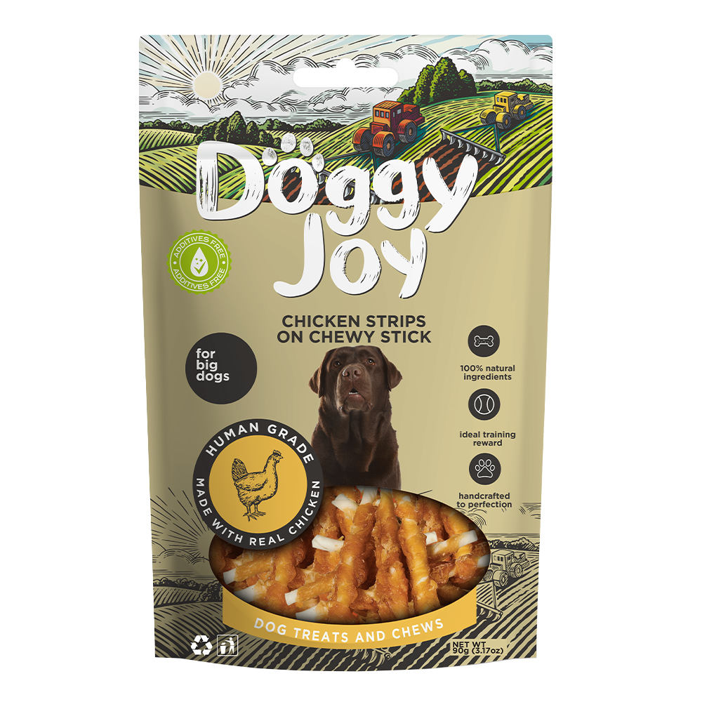 Doggy Joy Chicken Strips on Chewy Stick Dog Treats 90gm