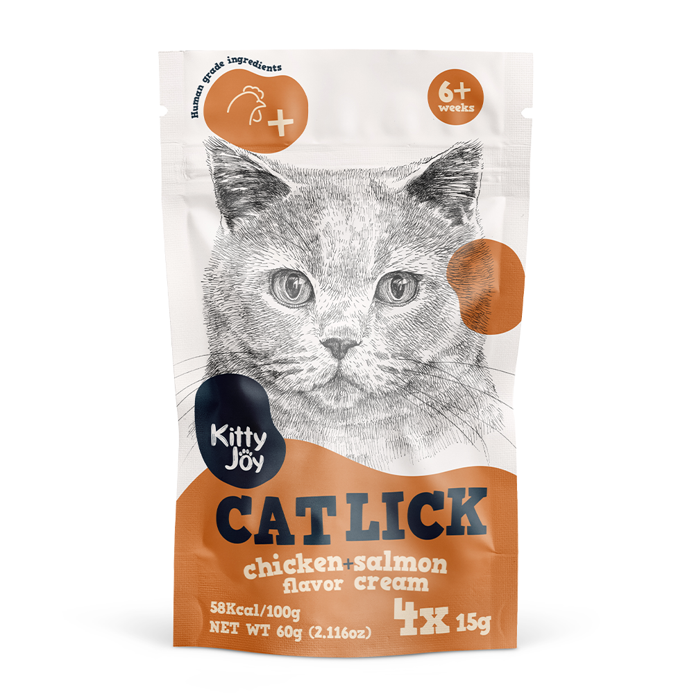 Kitty Joy Cat Lick Chicken & Salmon Flavor Cream Cat Treats 4x15gm