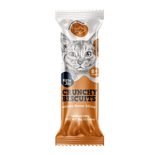 Kitty Joy Crunchy Biscuits with Salmon Flavor Filling Cat Treats 20gm