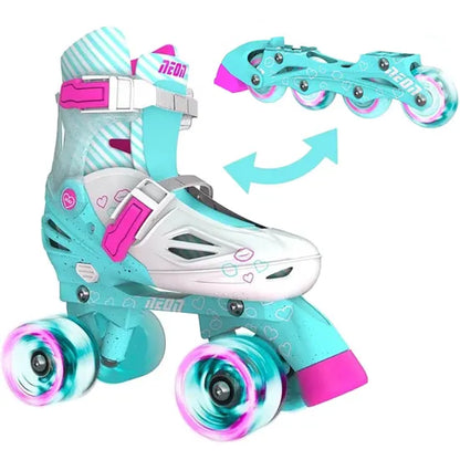 Neon Combo Skates (Size 3-6) Teal Pink