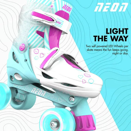 Neon Combo Skates (Size 3-6) Teal Pink