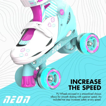 Neon Combo Skates (Size 3-6) Teal Pink