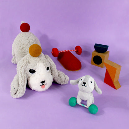 Les Déglingos - Toutou The Dog Mom And Baby - Light Grey
