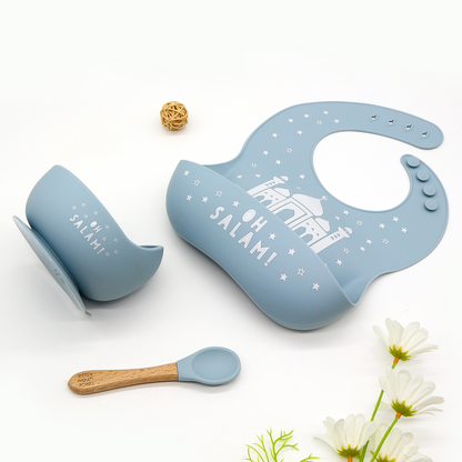 Once Upon a Dua - Lux Silicone Baby Bib - Dusty Blue