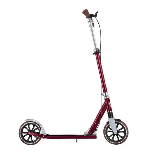 Globber - NL 205 Deluxe Vintage Dark Red Big Wheel Scooter - 8+ Handbrake, Adjustable Height