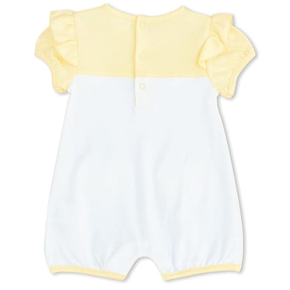 MOON 100% Cotton Short Sleeves Romper 0-3M Yellow - Lemon Hearts