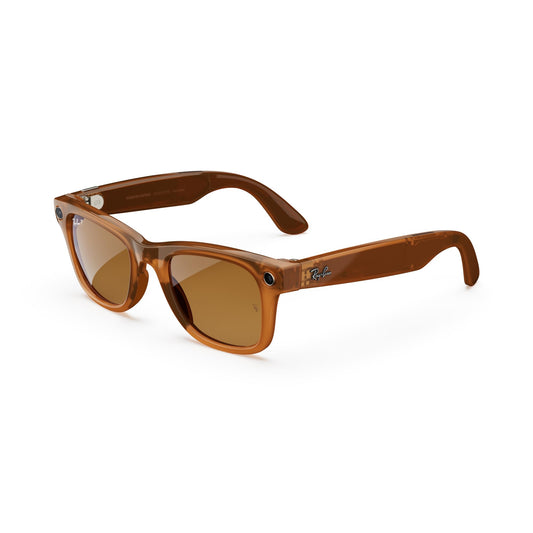 RayBan Meta Glass Wayfarer | Shiny Caramel/Polar Brown | RW4008