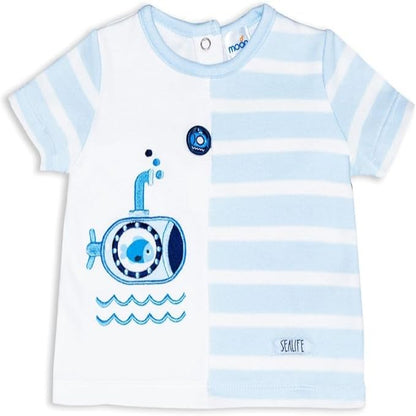 MOON 100% Cotton T-Shirt and Shorts 0-3M Blue - Little Submarine