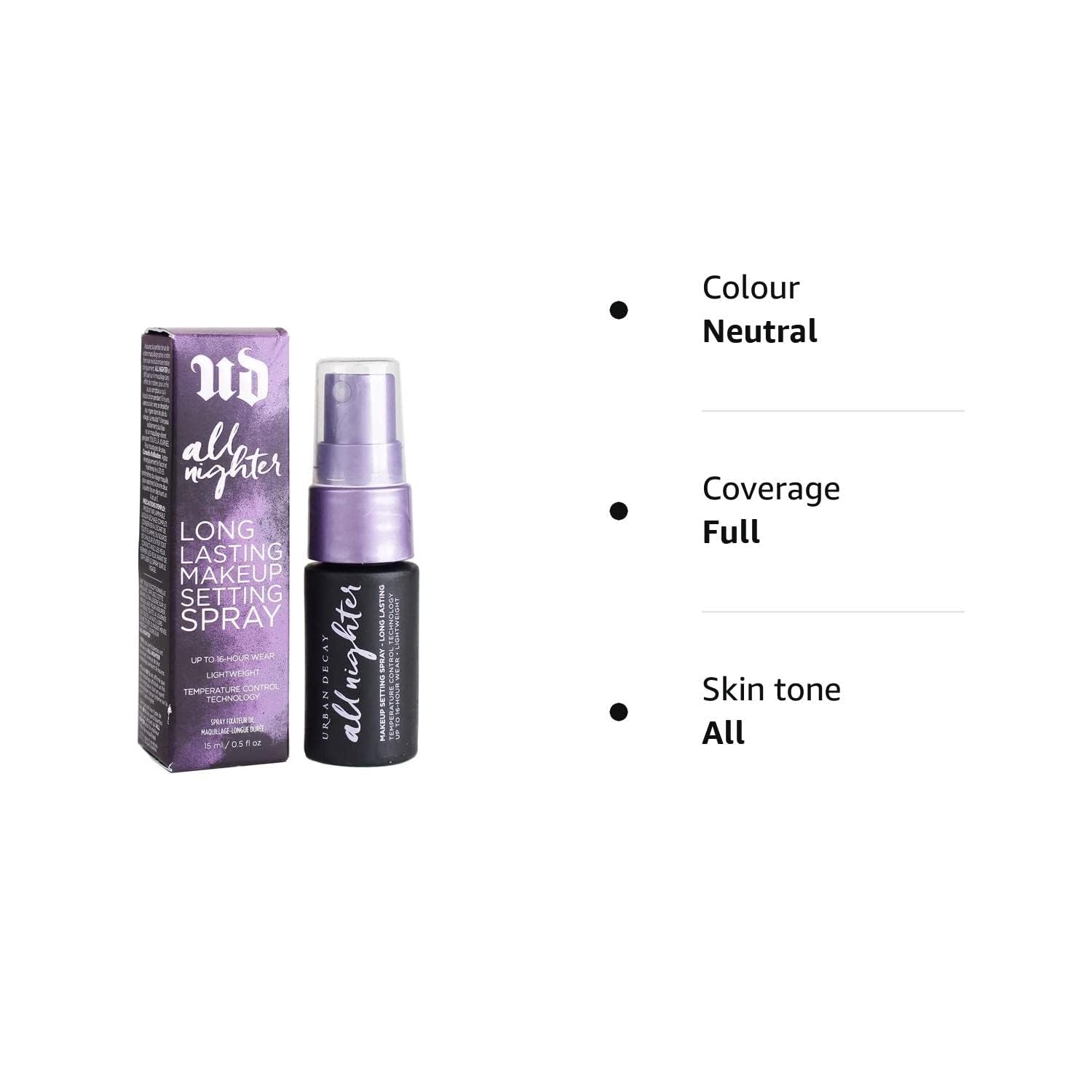 Urban Decay All Nighter Makeup Setting Spray, Long-Lasting 15ml