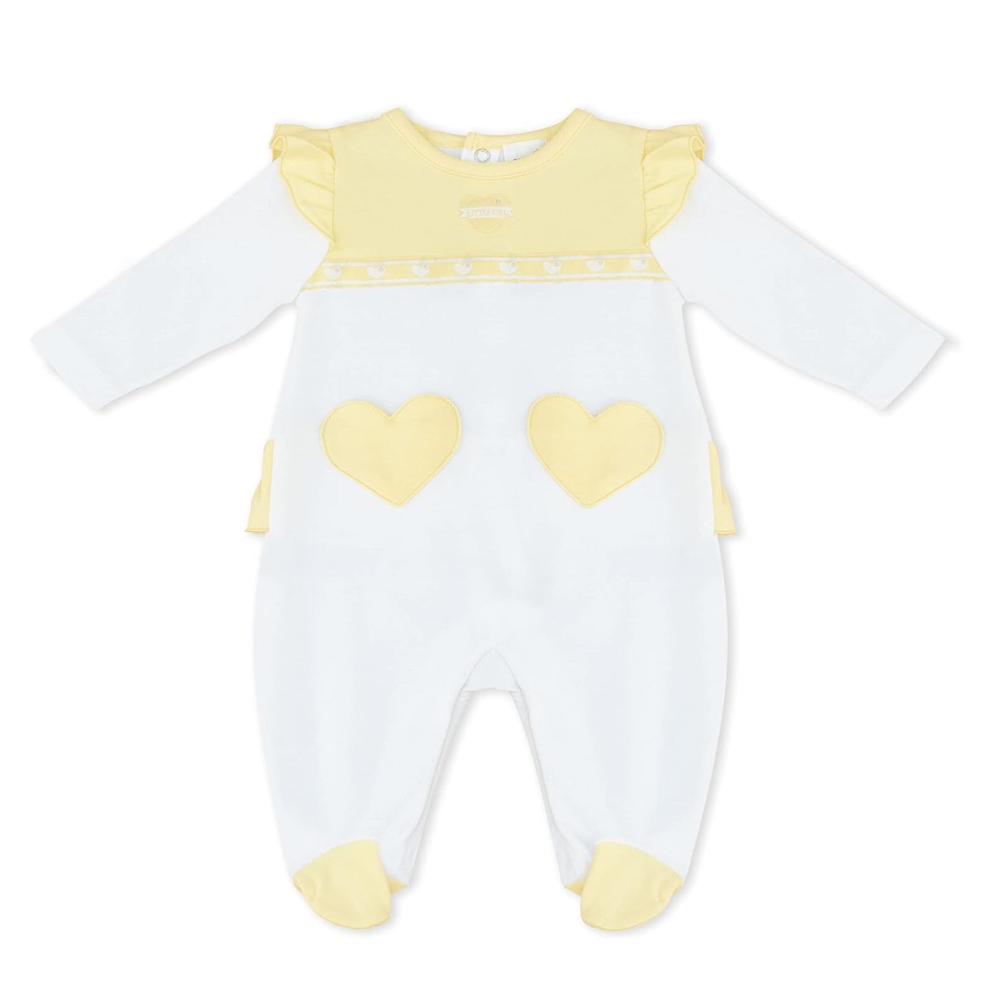 MOON 100% Cotton Sleepsuit 3-6M Yellow & White - Lemon Hearts