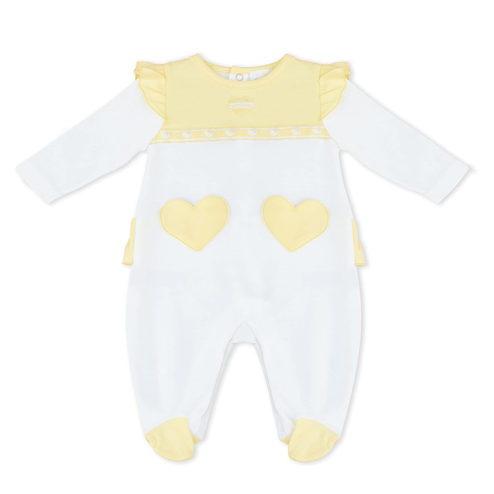 MOON 100% Cotton Sleepsuit 3-6M Yellow & White - Lemon Hearts