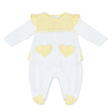 MOON 100% Cotton Sleepsuit 1-3M Yellow & White - Lemon Hearts