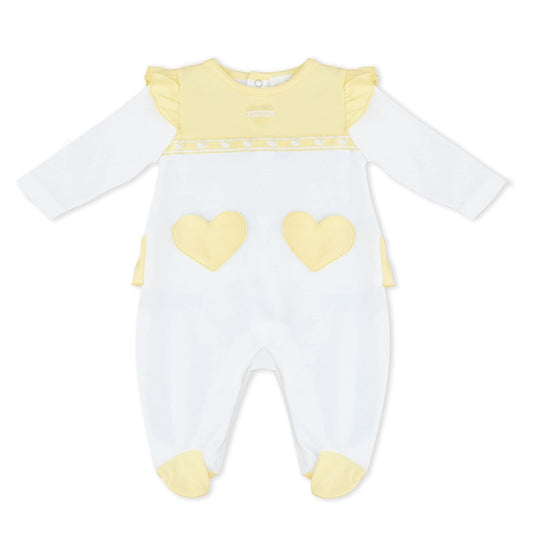MOON 100% Cotton Sleepsuit 1-3M Yellow & White - Lemon Hearts