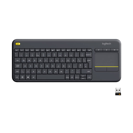 Logitech K400 Plus Wireless Touch TV Keyboard With Easy Media Control and Built-in Touchpad, HTPC Keyboard US INT'L Layout