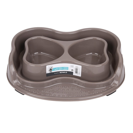 M-PETS No Spill Plastic Double Bowl Grey 2x500ml