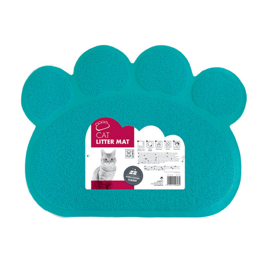 M-PETS Paw Cat Litter Mat Blue