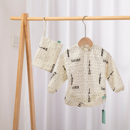 Once Upon a Dua - Long Sleeved Pocket Bib with Carry Pouch - Cream