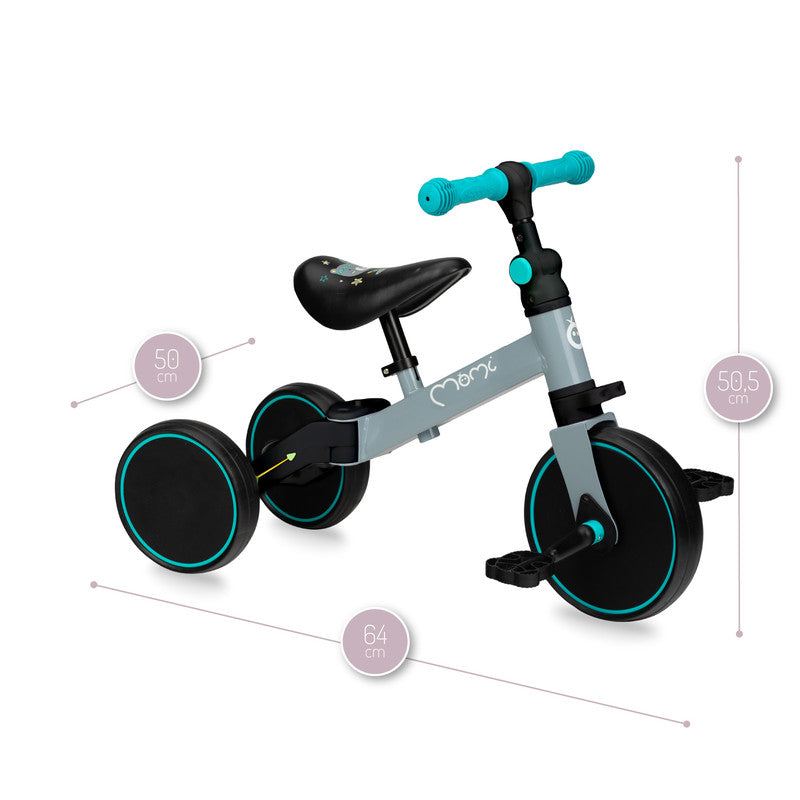 MoMi Loris 4 In 1 Ride-On Bike - Gray/Turquoise