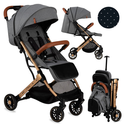 MoMi Estelle Stroller - Gray/Gold