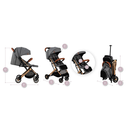 MoMi Estelle Stroller - Gray/Gold