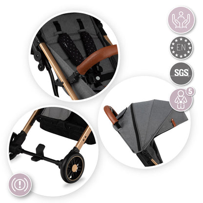 MoMi Estelle Stroller - Gray/Gold