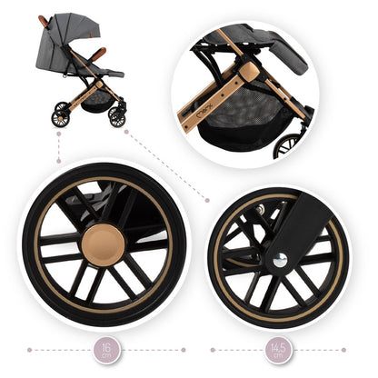 MoMi Estelle Stroller - Gray/Gold