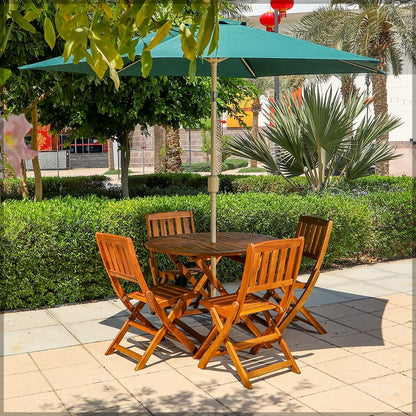 طقم طاولة طعام دائري من 5 قطع من خشب الأكاسيا، بني، 5 أمتار