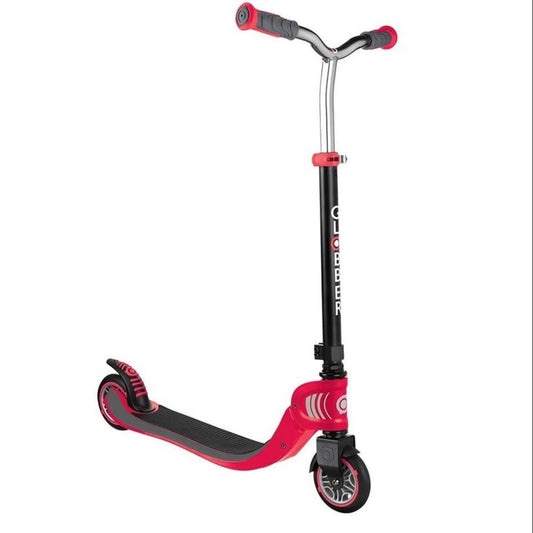 Globber - Flow Foldable 125 Scooter for Kids 5+ - Height Adjustable, Self-Standing, Trolley Mode, Red