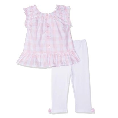 MOON 100% Cotton Tunic Top and Leggings 18-24M Pink - Pink Gingham