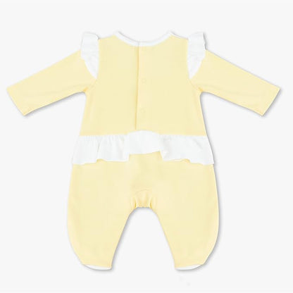 MOON 100% Cotton Sleepsuit 3-6M Yellow - Lemon Hearts
